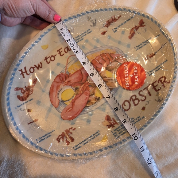 Vintage Set of 4 How to Eat Lobster Oval 13"x10" Plastic Plate/ Maine/Rustic - Picture 10 of 11